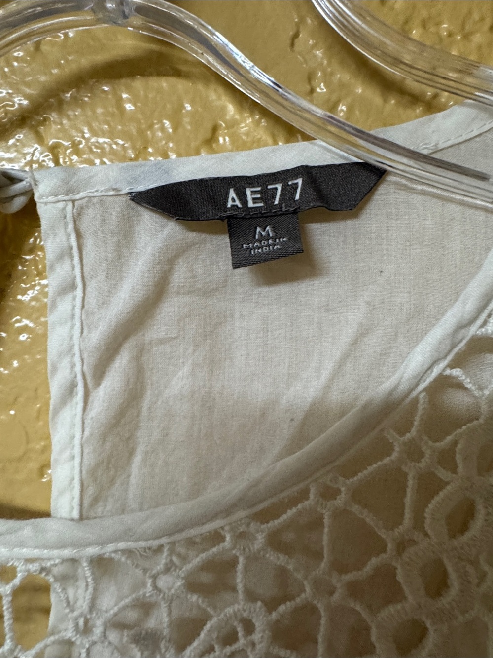 American Eagle Outfitters AE77 Cream Crochet Tank Top